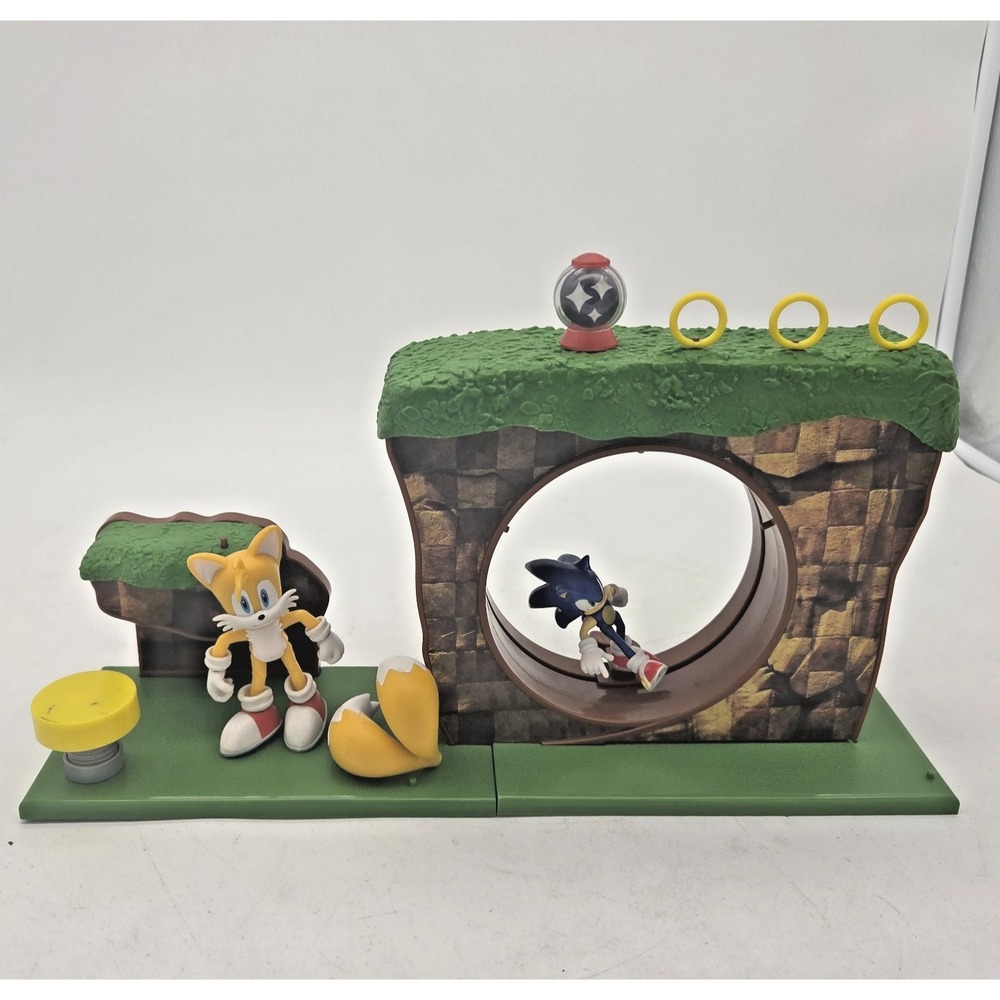 JAKKS Pacific Sonic The Hedgehog Green Hill Zone Playset Sega W/ Extra Tails